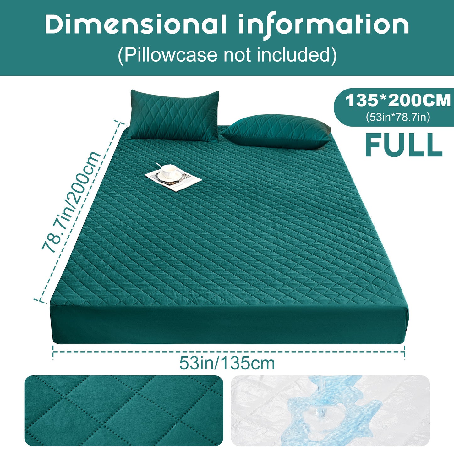 Waterproof Mattress Protector - Super Soft Quilted Polyester, Gray Satin Finish, Elastic Fit with Button Snap Closure, Machine Washable for Home & Hotel Use (Pillowcases Not Included), Comfortable Sleeping, Elegant Bedroom St