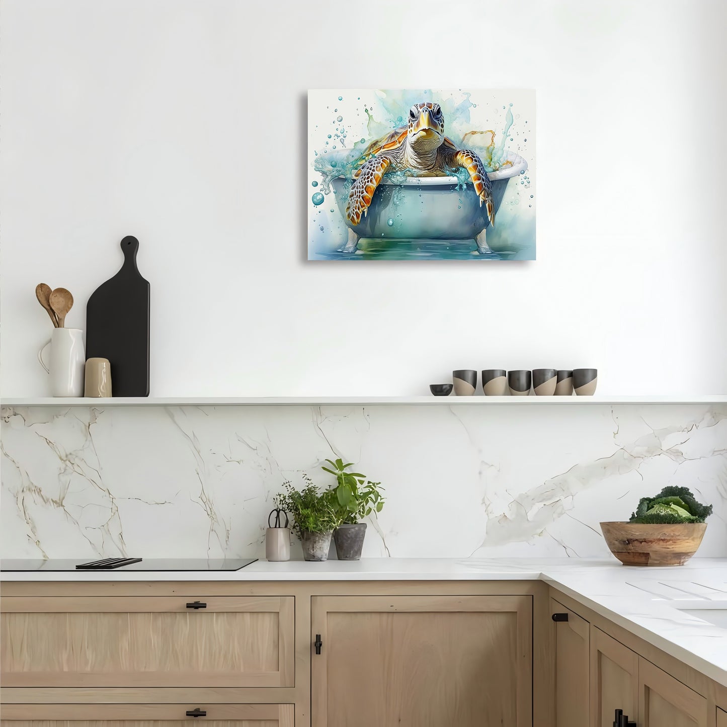 [Funny Turtle Canvas Art] Vibrant Funny Turtle Wooden Framed Canvas Painting - 1pc, 11.8x15.7 Inches, Wall Art for Living Room, Bedroom, Kitchen, Home & Office Decor, Festival Gift for Her or Him, Bedroom Accent Piece | Playf