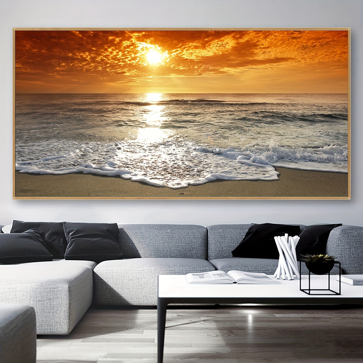 1pc Unframed Canvas Poster, Seaside Scenery Painting, Various Styles Of Scenery, Canvas Wall Art, Artwork Wall Painting for Gift, Bedroom, Office, Living Room, Cafe, Bar, Wall Decor, Home And Dormitory Decoration