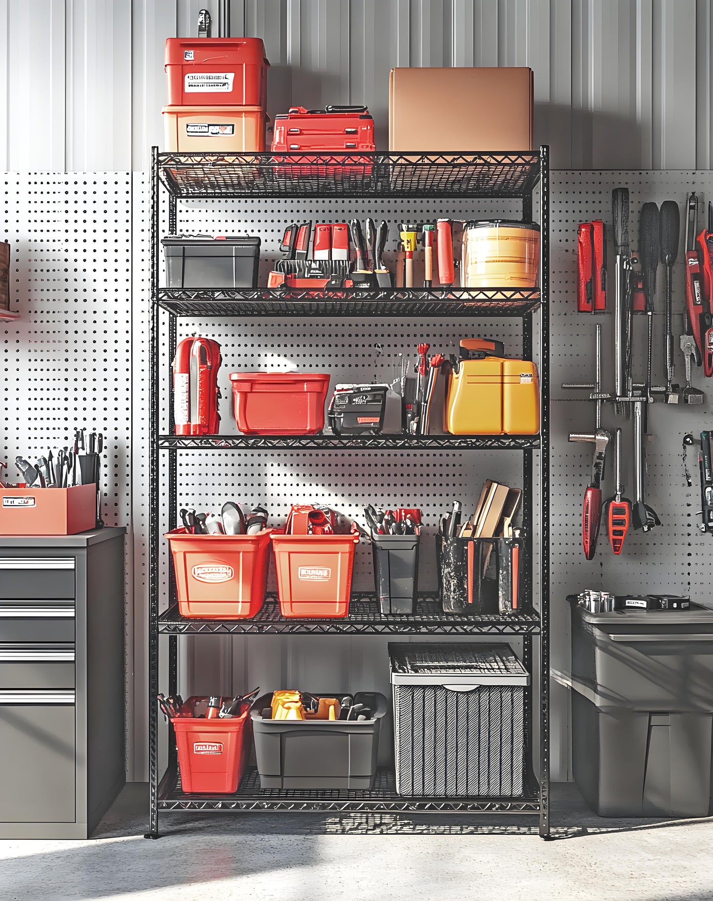 Simple Deluxe Heavy Duty 3-Shelf Adjustable Steel Wire Shelving Unit with Wheels, Chrome Finish - 13.8"W x 23.6"D x 40.5"H, 750 lbs Capacity, Easy No-Tool Assembly for Kitchen, Pantry, Garage, or Office Organization, Kitchen