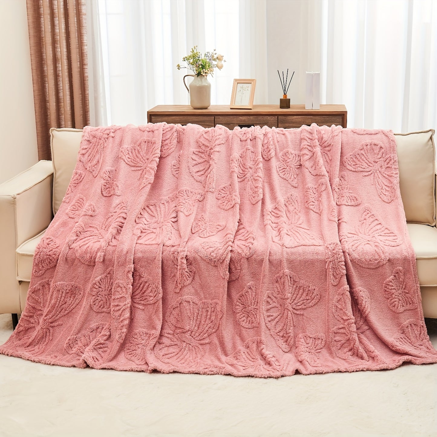 Tufted Throw Blanket-Premium Flannel Fleece for All-Season Cozy Comfort | Versatile Use: Bed, Couch, Office, Camping, Lunch Nap & Air Conditioning | Ultra-Soft, Lightweight & Stylish Home Decor