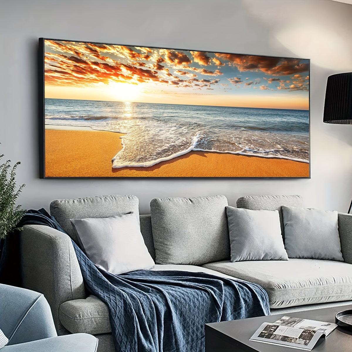 1pc Unframed Canvas Poster, Seaside Scenery Painting, Various Styles Of Scenery, Canvas Wall Art, Artwork Wall Painting for Gift, Bedroom, Office, Living Room, Cafe, Bar, Wall Decor, Home And Dormitory Decoration