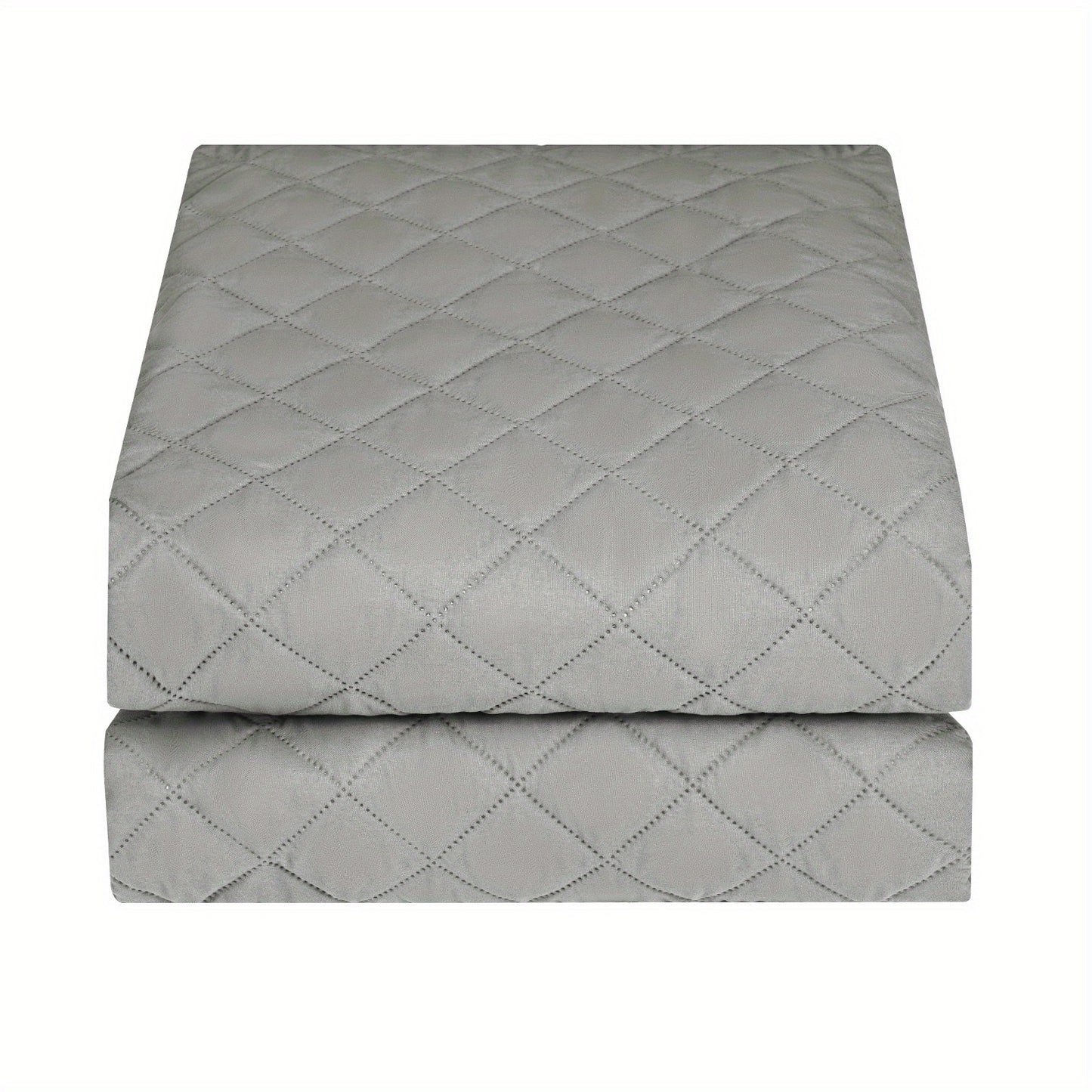 Waterproof Mattress Protector - Super Soft Quilted Polyester, Gray Satin Finish, Elastic Fit with Button Snap Closure, Machine Washable for Home & Hotel Use (Pillowcases Not Included), Comfortable Sleeping, Elegant Bedroom St