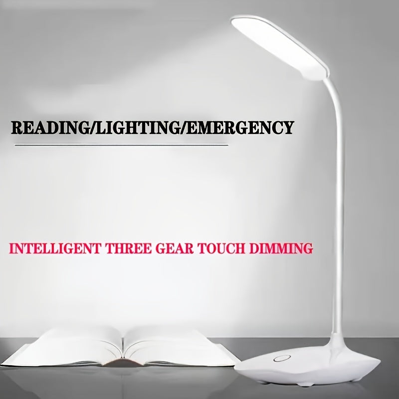 1pc Foldable LED Desk Lamp, Portable Table Light with 3-Level Dimming and USB Charging Touch Switch, 400mAh Battery in Pink, Blue or White, Lamp For Desk, Portable Table Lamp, Battery Powered Lamp