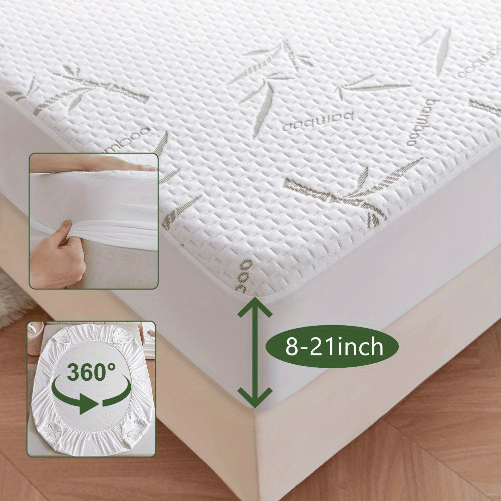 1/2pcs 100% Bamboo Fiber Mattress Cover - Breathable Bamboo Waterproof Mattress Protector - 4-Layer Waterproof Bamboo Mattress Protector With Jacquard Weave - Cooling Mattress Cover Breathable Ultra Soft - Mattress Pad Noisel