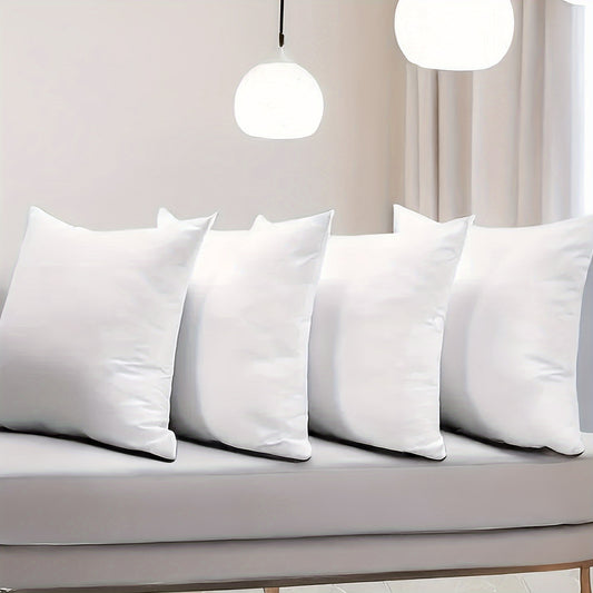 4pcs Soft, Washable Premium Throw Pillow Inserts with Zip Closure - Square Cushion Covers for Sofa, Bed, And Holiday Decor|Classic Pillow Style | Suitable for Bedroom, Sofa, Patio, Etc., A Perfect Home And Holiday Gift