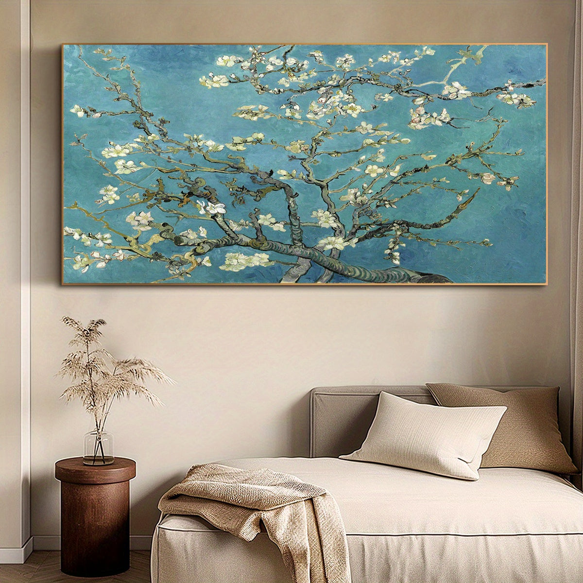 2D Flat Van Gogh Almond Blossom Canvas Poster - Unframed Art Deco Wall Art, Floral Style Painting for Home & Office Decor, Perfect Gift for Living Room, Bedroom, Cafe, or Dorm, Bedroom Wall Art | Unframed Canvas Print | Van G
