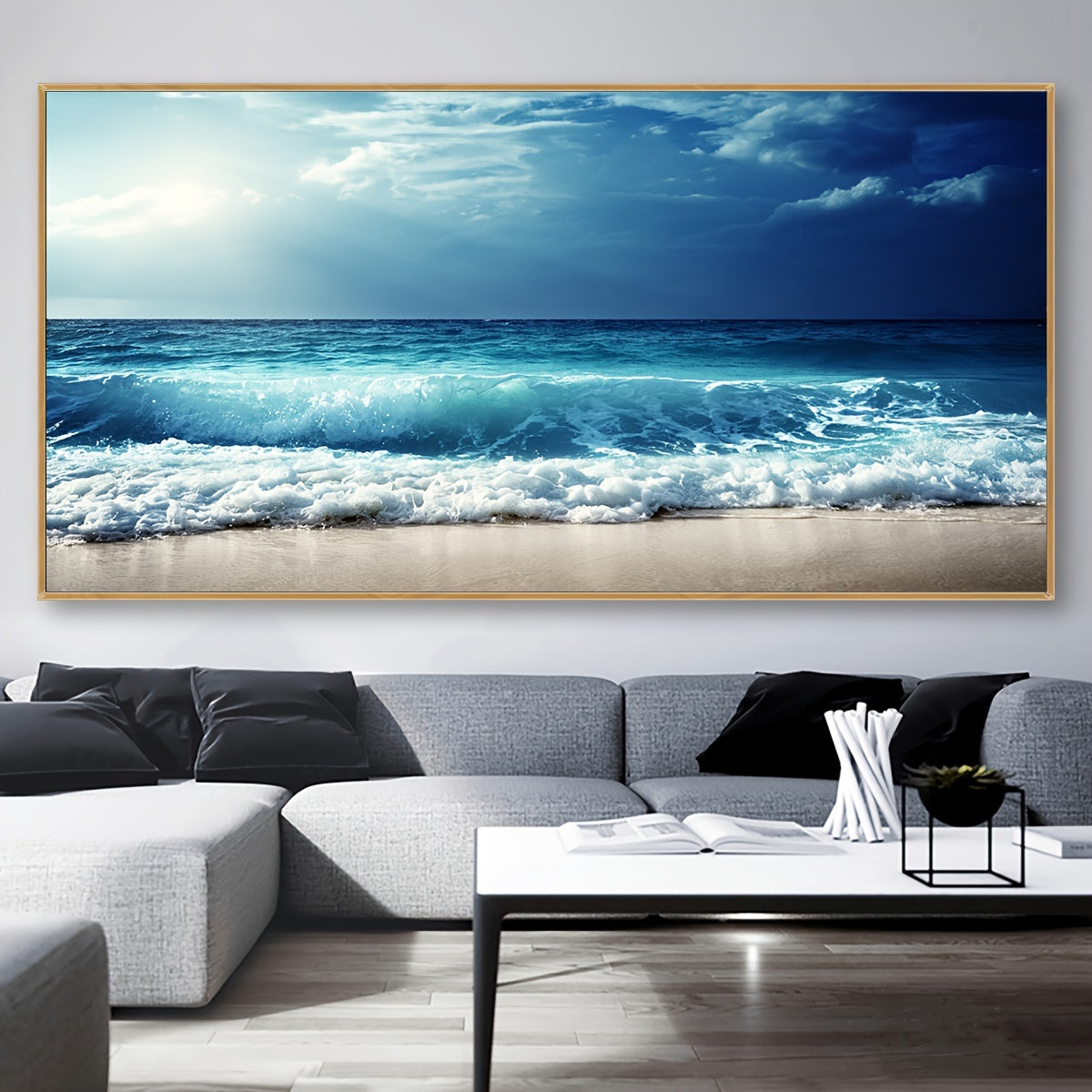 1pc Unframed Canvas Poster, Seaside Scenery Painting, Various Styles Of Scenery, Canvas Wall Art, Artwork Wall Painting for Gift, Bedroom, Office, Living Room, Cafe, Bar, Wall Decor, Home And Dormitory Decoration