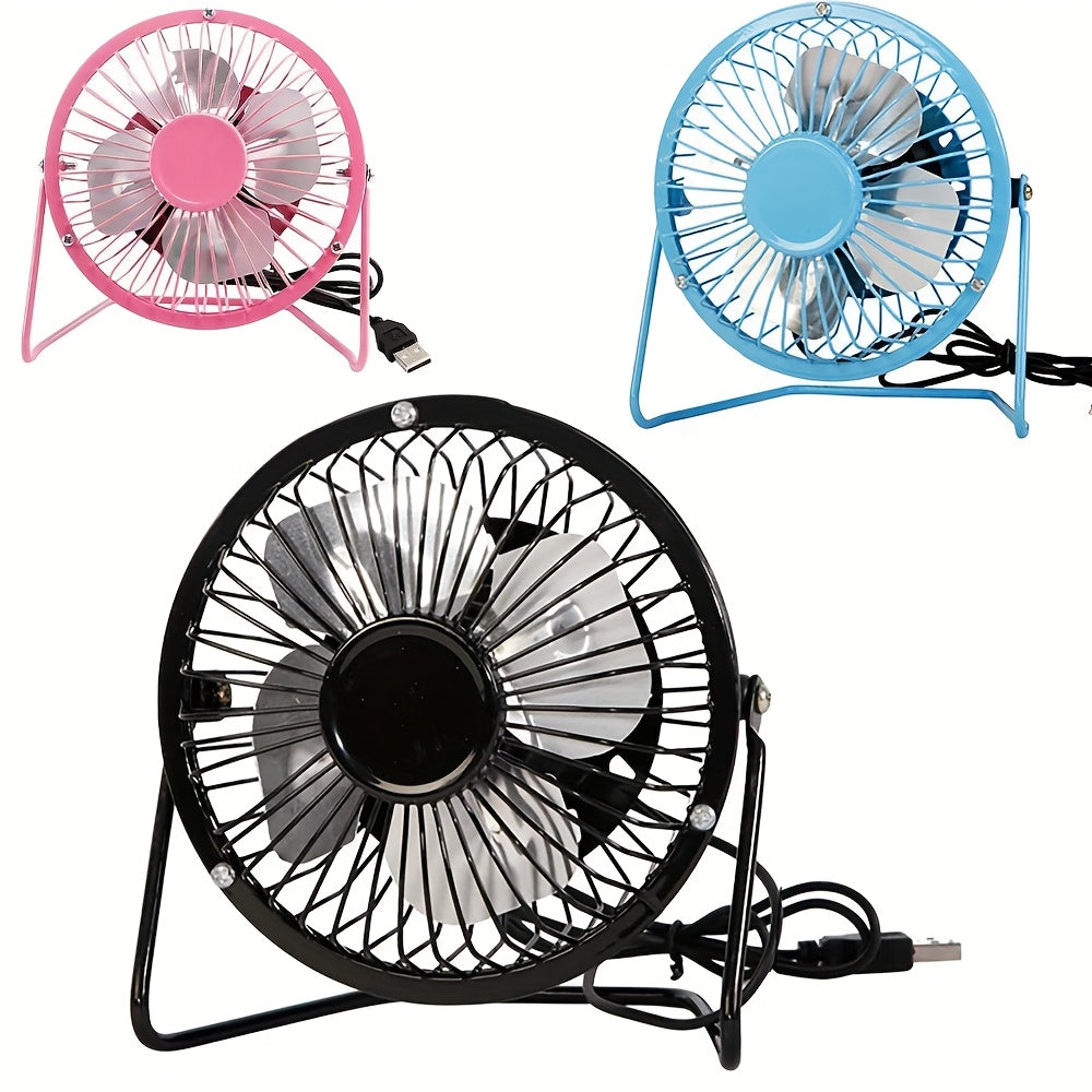 [Quiet Desk Fan] Ultra-Quiet 4-Inch USB Desk Fan | 360° Rotating, Metal Frame, Compact Design, On/Off Button, Ideal for Office, Bedroom, Dorm