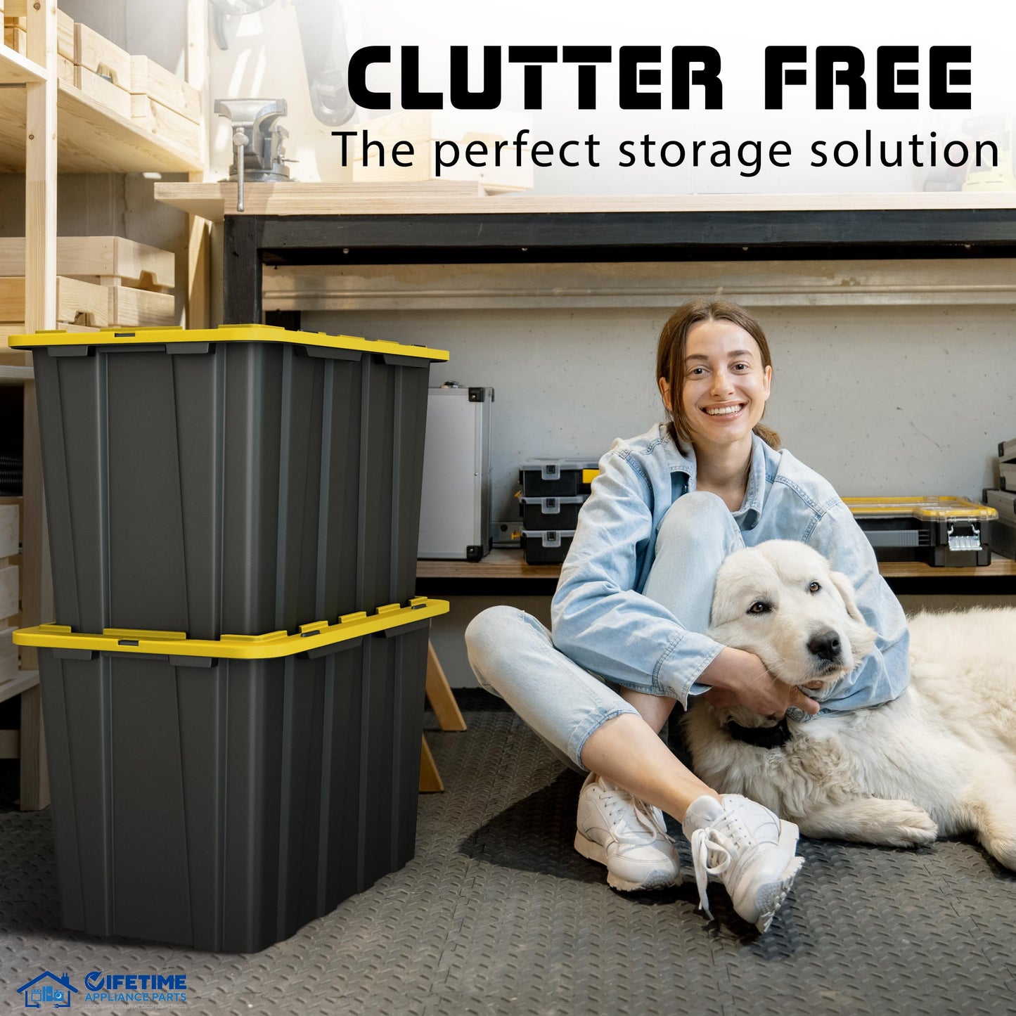 4pcs 17 Gallon/4pcs 23 Gallon/8pcs 12 Gallon Plastic Storage Bin Tote Organizing Container with Ultra Durable Secure Latching Lids, Stackable, Extra Strength Clear with Built In Handle - Black And Yellow