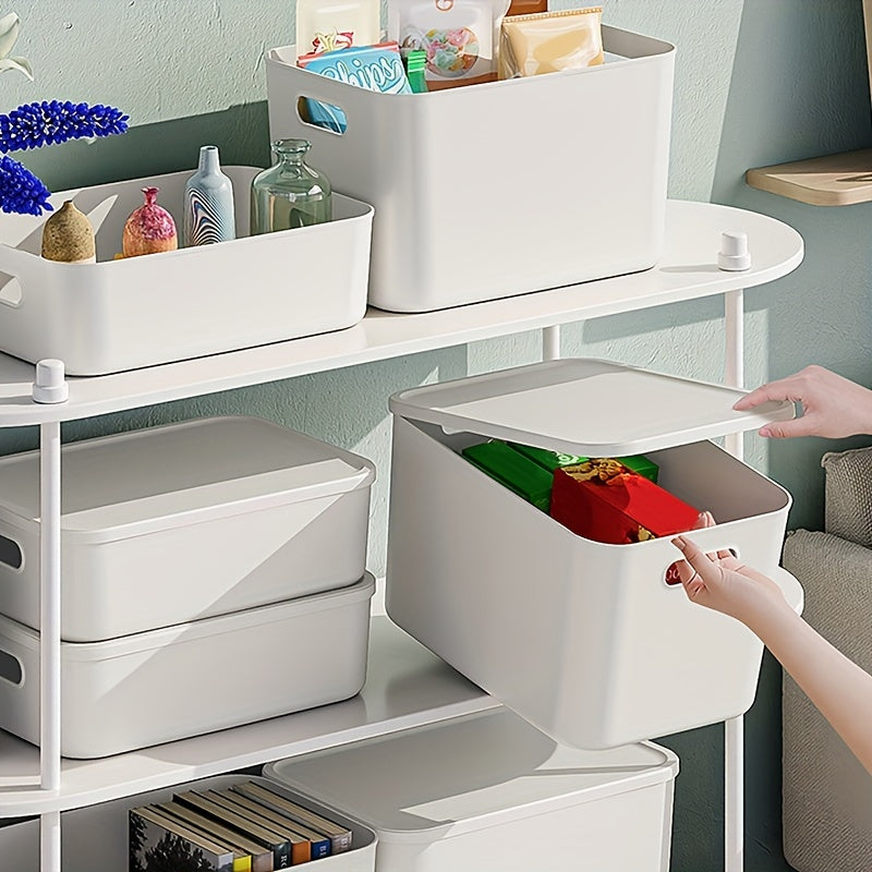4pcs Large Capacity Portable Plastic Storage Bins, Durable, Multipurpose Organizers with Handles for Snacks, Underwear, Kitchen Essentials - Sturdy, Easy-to-Carry Dorm Room Essentials for Maximum Storage And Organization