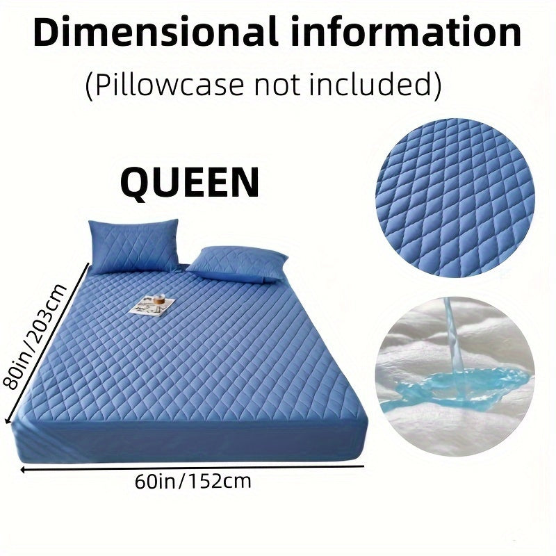 Waterproof Mattress Protector - Super Soft Quilted Polyester, Gray Satin Finish, Elastic Fit with Button Snap Closure, Machine Washable for Home & Hotel Use (Pillowcases Not Included), Comfortable Sleeping, Elegant Bedroom St