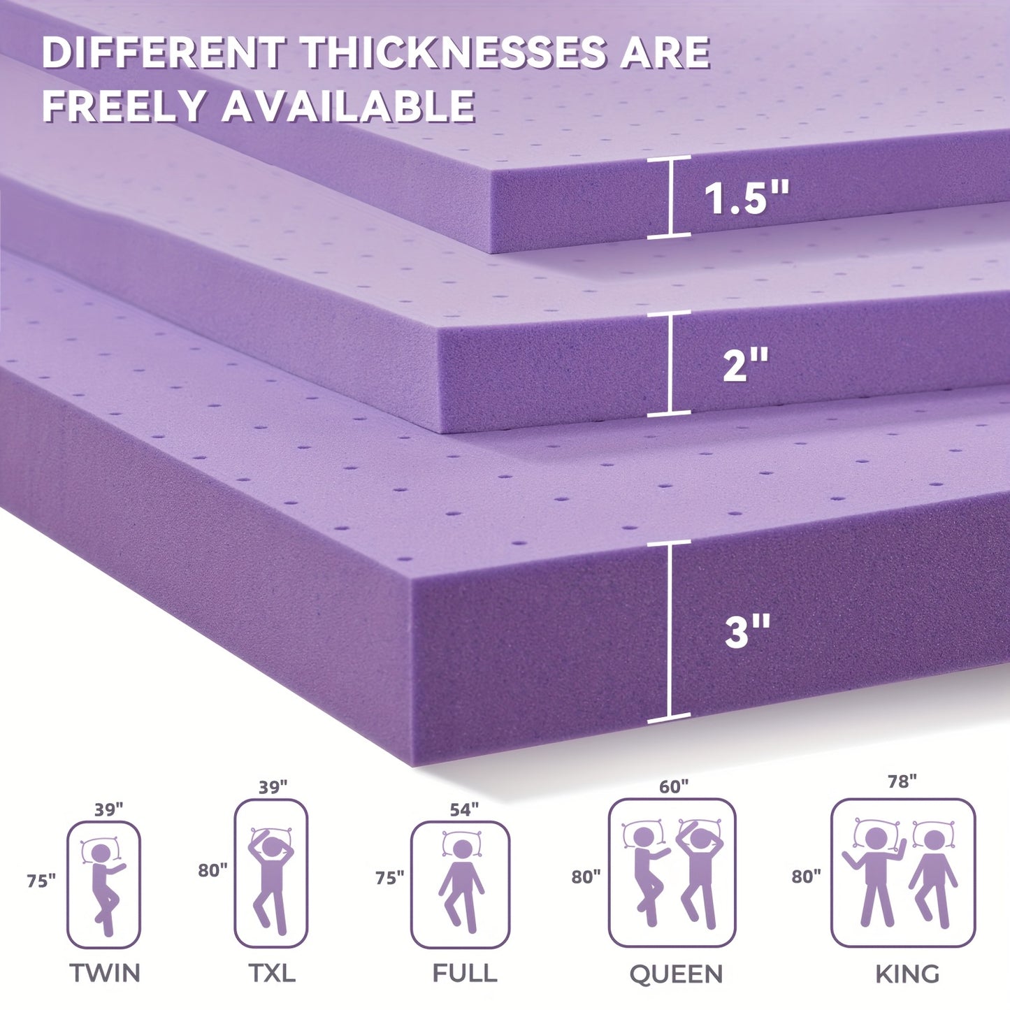 Cooling Gel Memory Foam Mattress Topper, Breathable Gel Premium Memory Foam Mattress, Fits All Mattresses, Ventilated Soft Breathable Mattress, 1.5in, 2in, 3in, 4in Thickness Available, Multiple Sizes To Meet Different Needs,