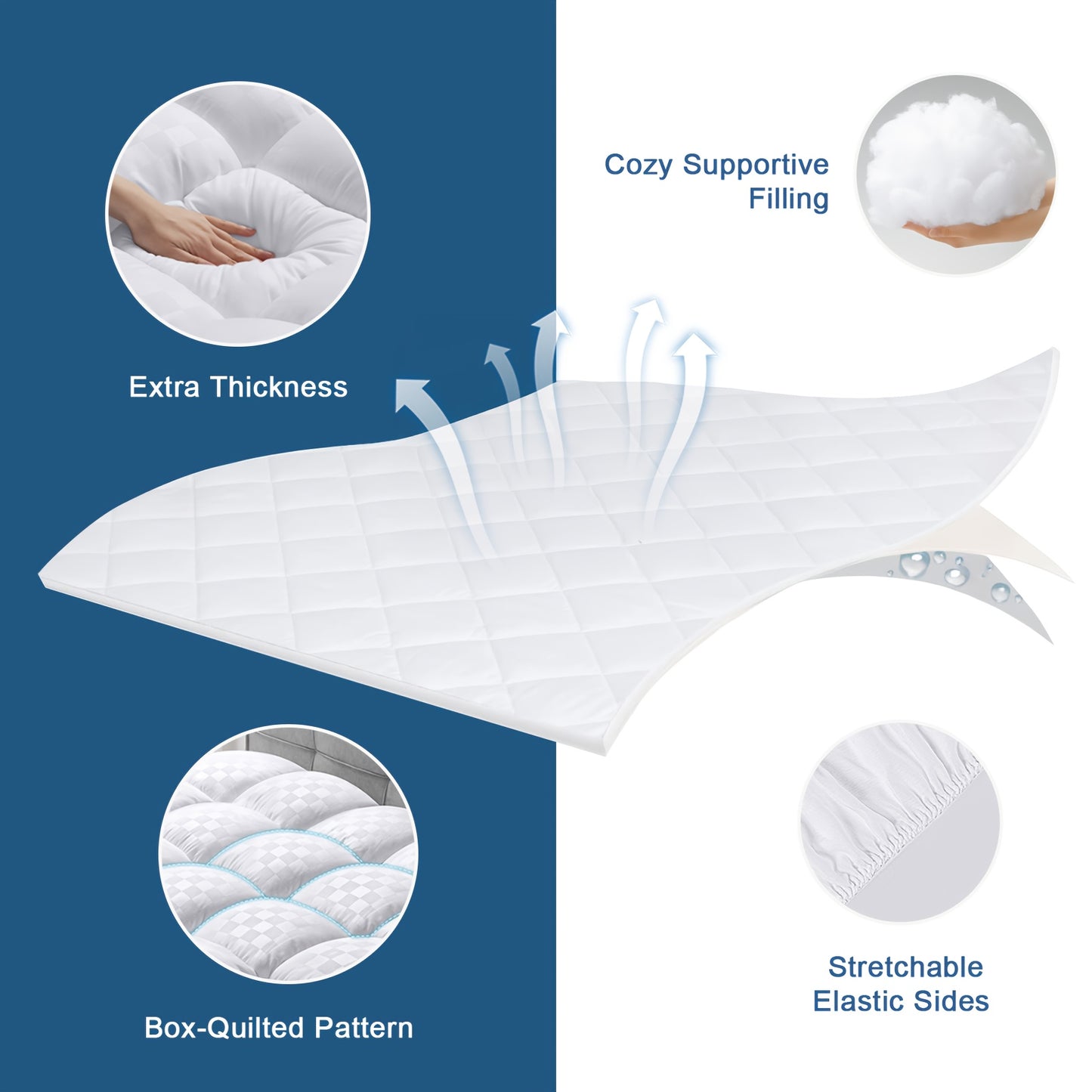 Extra Thick Mattress Padhave A Productive Night'S Sleep, Mattress Topper Cooling Mattress Protector with 8-21 Inch Deep Pocket.1000Gsm