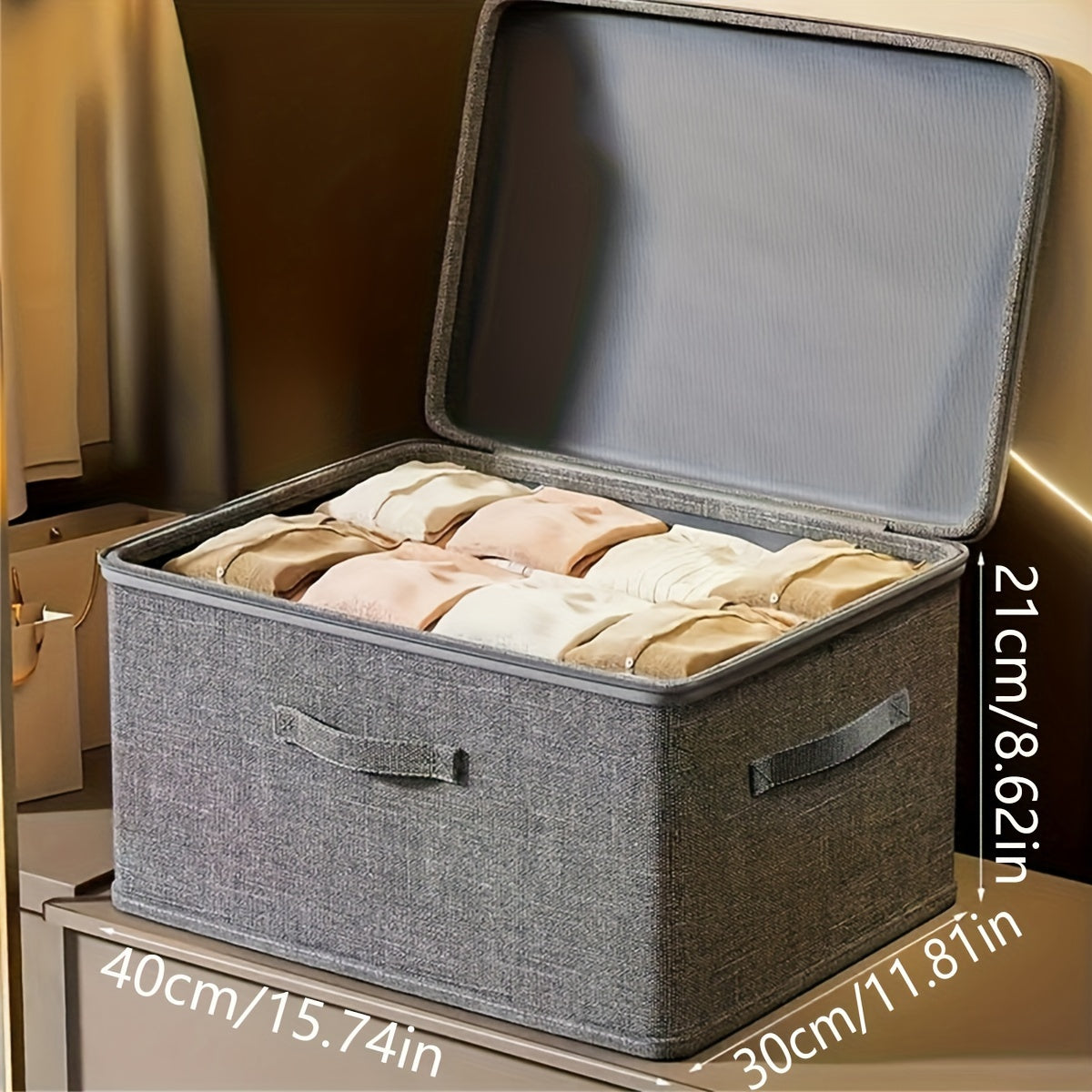 Foldable Fabric Storage Box with Lid: Rectangular, Multi-Purpose, Closet Organizer for Clothes, Office Supplies, And More, Storage Trunks for Home Organization