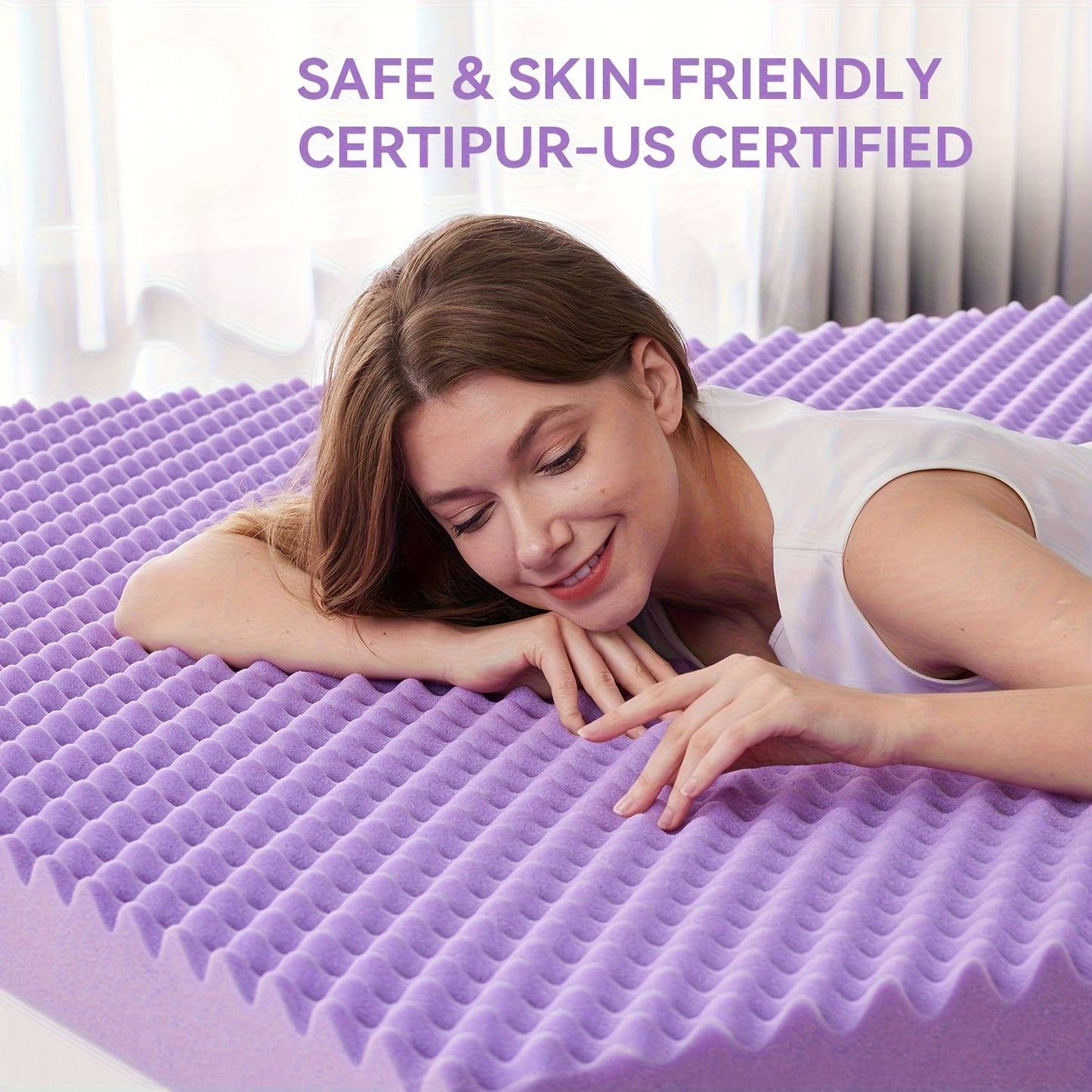 2 Inch/3 Inch Cooling Gel Memory Foam Mattress Topper - Ventilated Breathable Design, Purple, Fits All Mattresses, Multiple Sizes for Home, Hotel & Guest Room Use, Durable Comfort Layer for Enhanced Sleep Quality, Home Beddin