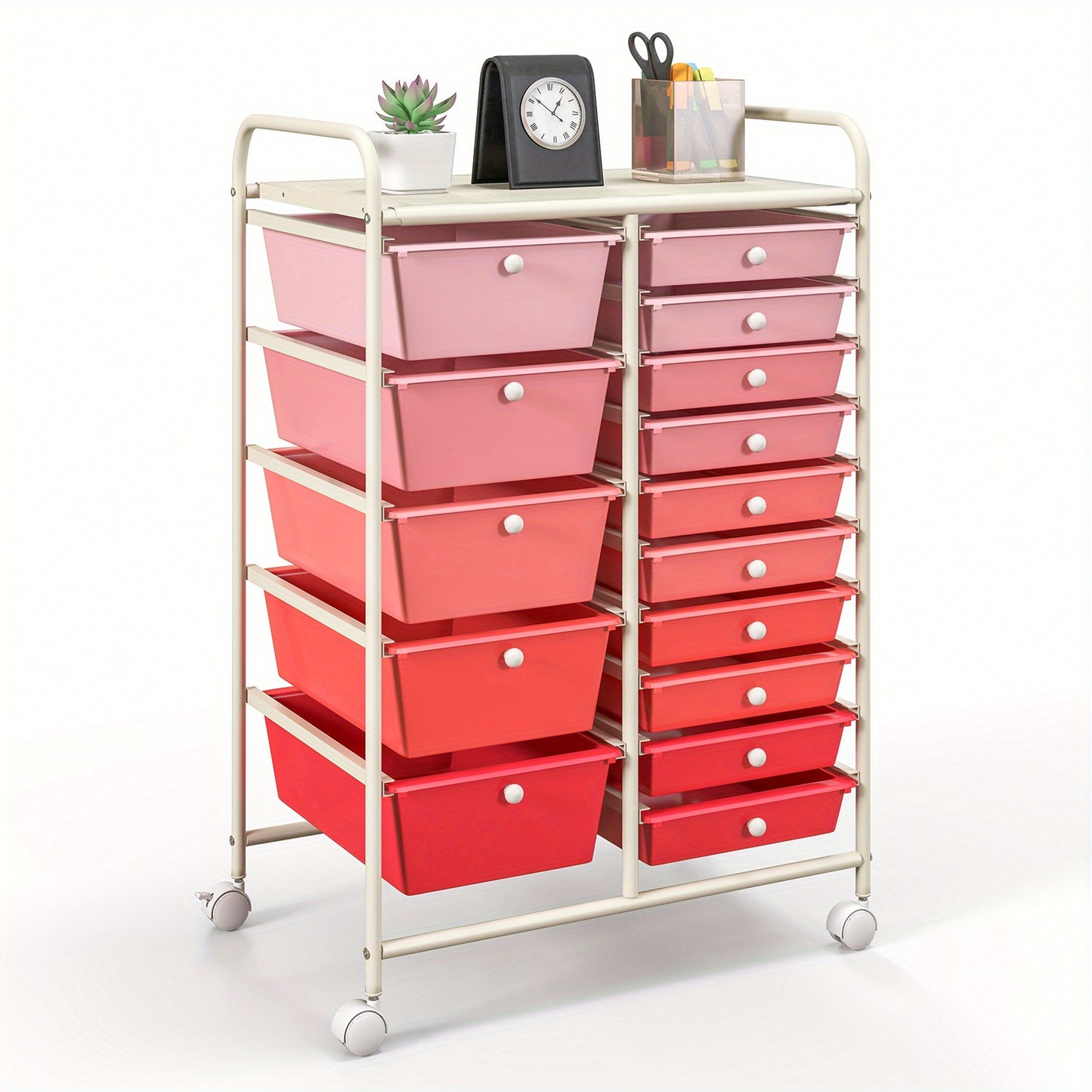 MULTIGOT 15 Drawer Rolling Storage Cart Tools Scrapbook Paper Office School Organizer, Desk & Drawer Organizer for Home Storage