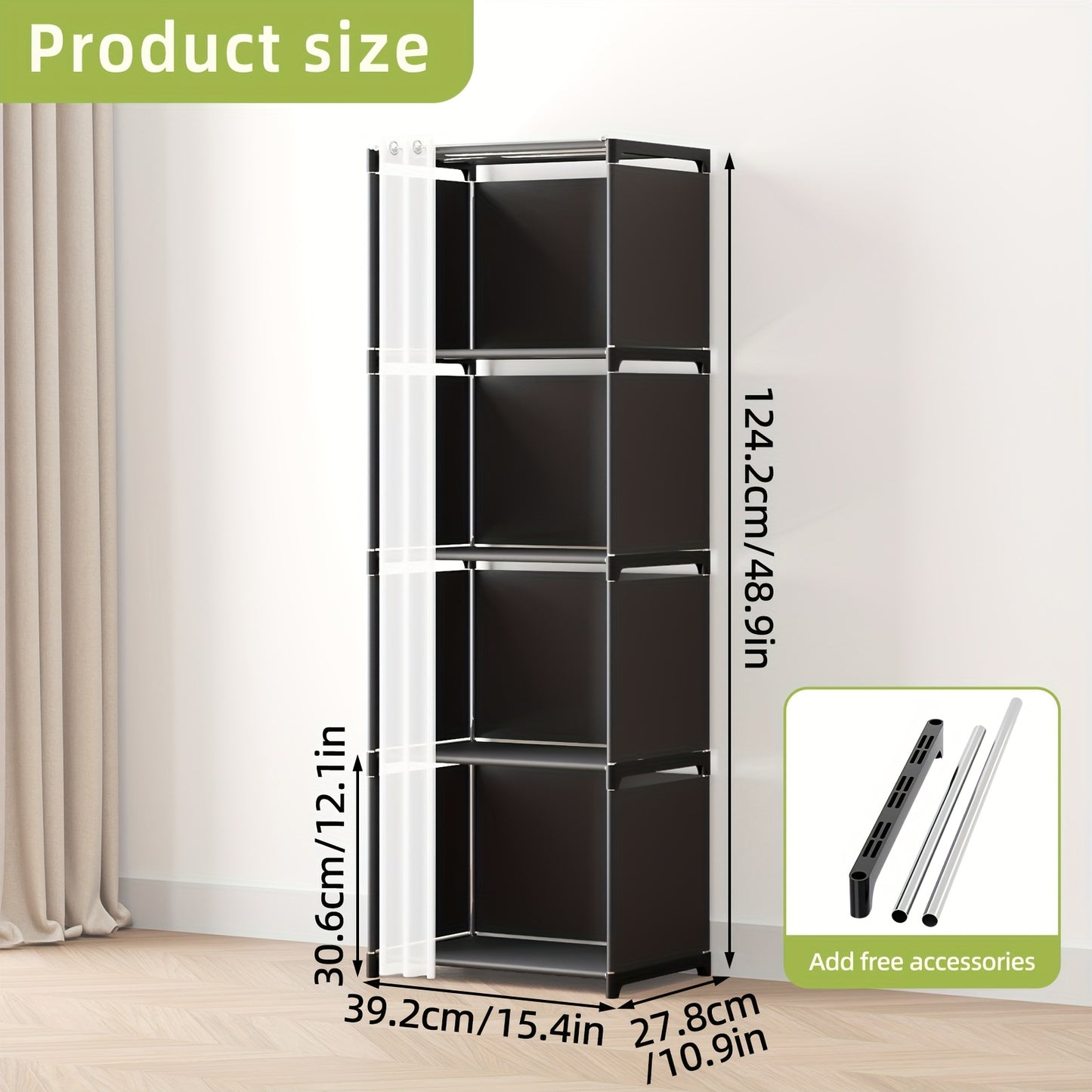 Black/White TOMNK 5/6-Tiers Floor-Standing Bookshelf Organizer, Multi-Functional Open Shelf for Offices, Classrooms, Rental Houses, Dormitories And Living Room, Home Simple Clothing Storage Cabinet, 4/10 Lattice Wardrobe Stor