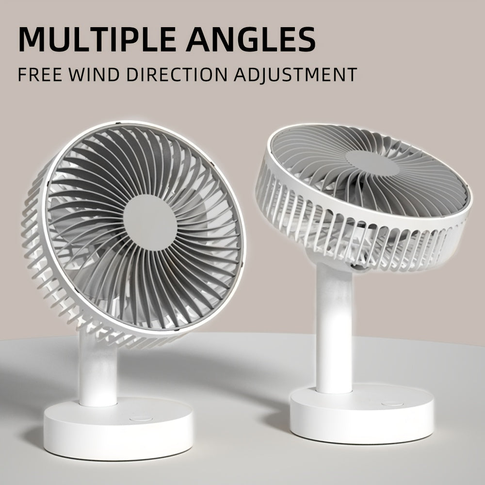 Portable 6-Inch USB Rechargeable Mini Fan with Stand - 1800mAh Battery, Ideal for Desk, Home Office, Dorm & Bedroom Cooling