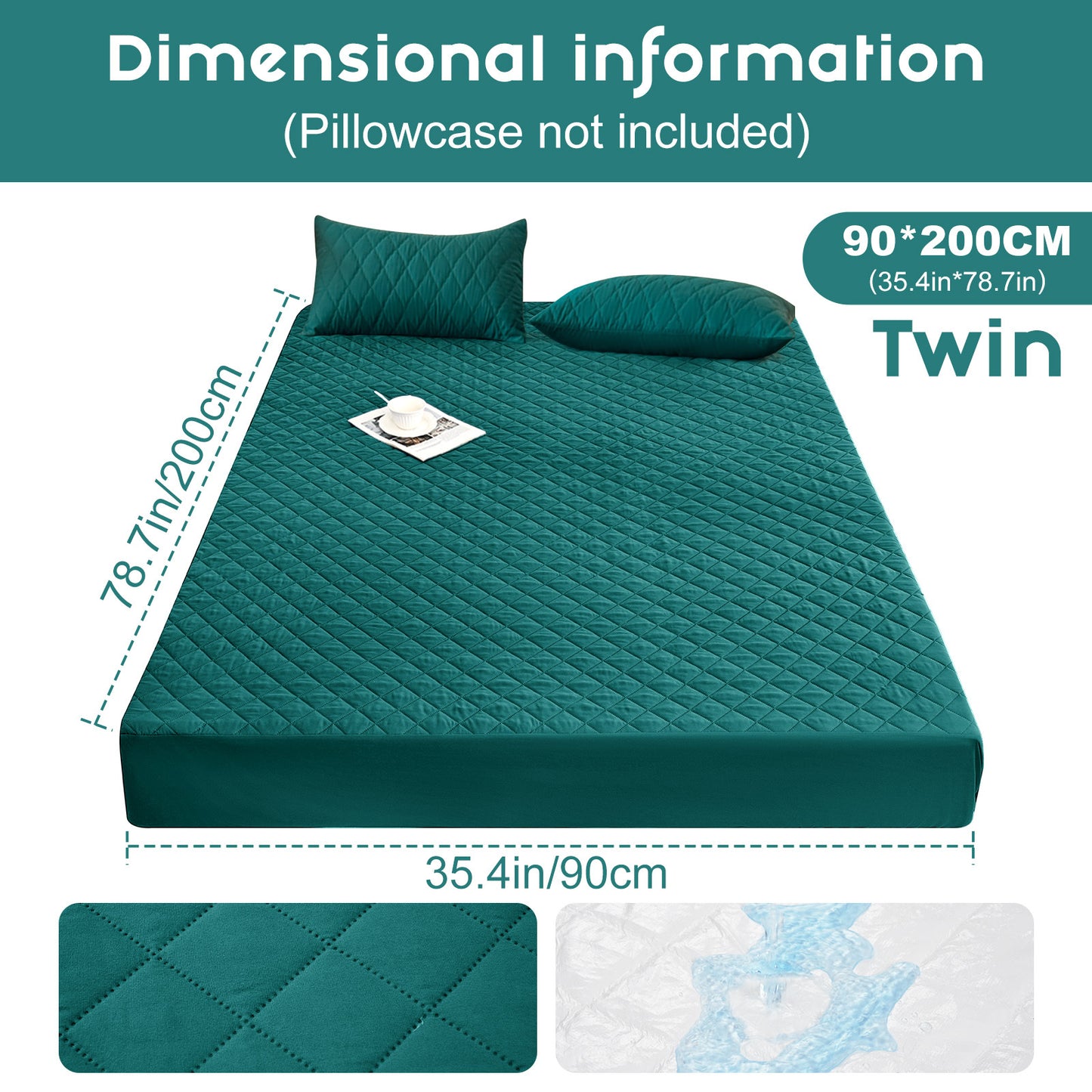 Waterproof Mattress Protector - Super Soft Quilted Polyester, Gray Satin Finish, Elastic Fit with Button Snap Closure, Machine Washable for Home & Hotel Use (Pillowcases Not Included), Comfortable Sleeping, Elegant Bedroom St