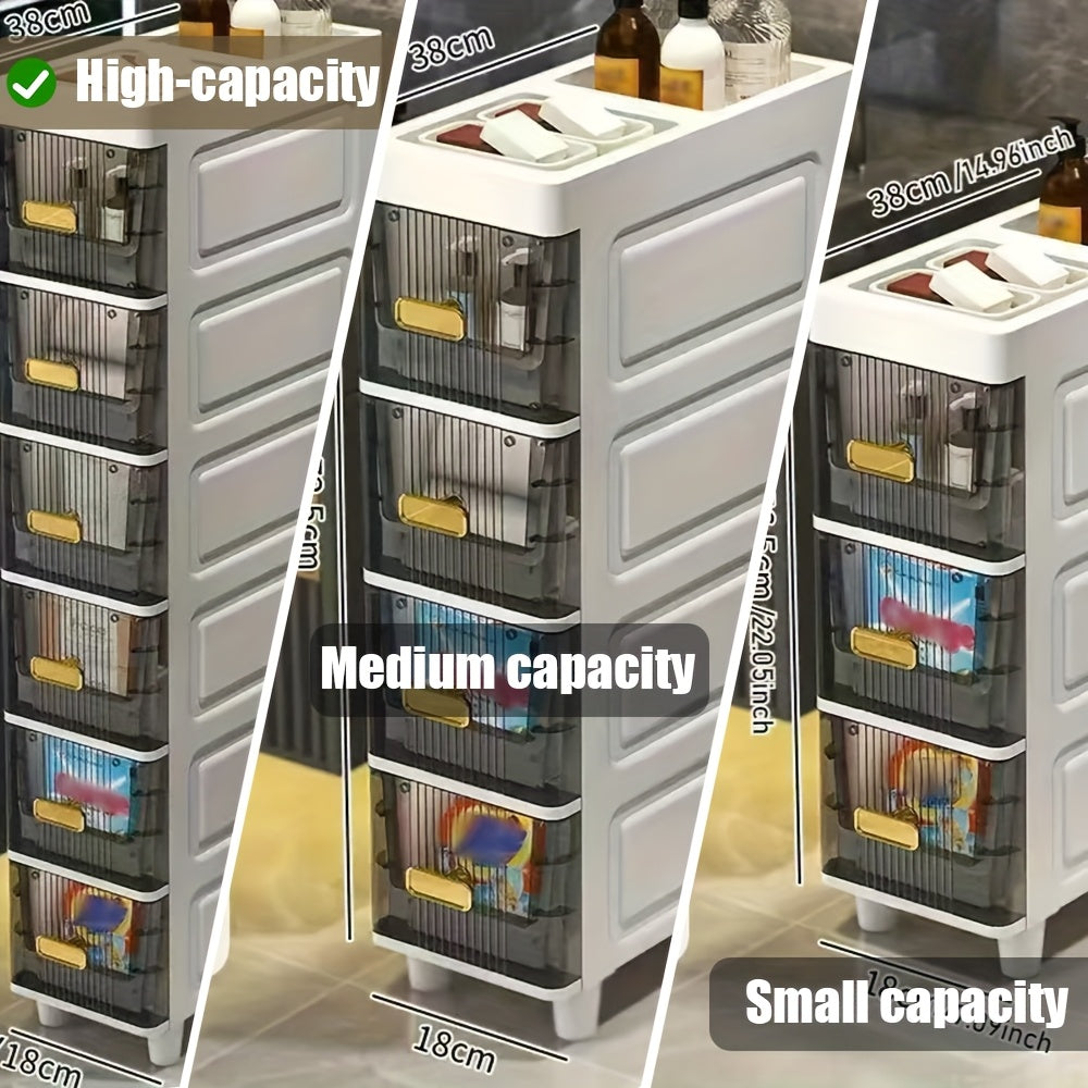 1pc Big Capacity Plastic Storage Cabinet, Layered Storage Organizer With Drawers, Waterproof And Dust-proof Commercial Bathroom Container, Easy To Install For Kitchen/ Bedroom/ Living Room Stuff, Storage Drawer Units