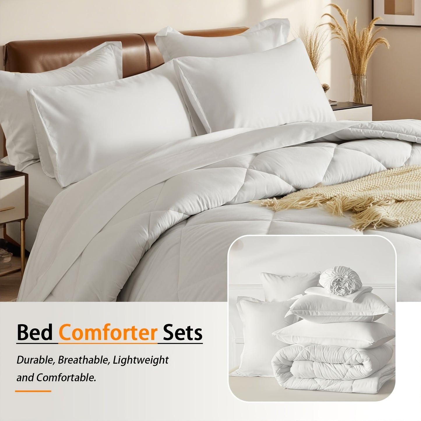 5pcs or 7pcs Geometric Quilted Rectangular Comforter Sets Queen - Soft & Comfortable All-Season Bedding Set with Wrapped Mattress, High-End Hotel Dorm Decor, Includes Comforter Pillowcase, Flat Sheet, Fitted Sheet, Microfiber