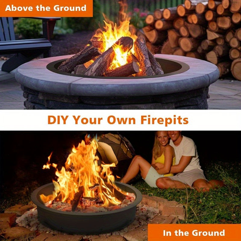 Heavy Duty Metal Fire Pit Ring - 42" Outer/37" Inner DIY Wood Burning Fire Pit for Garden, Yard, Patio, Camping - Rust-Resistant, Easy Installation, Smooth Edges, Perfect for Outdoor Gatherings