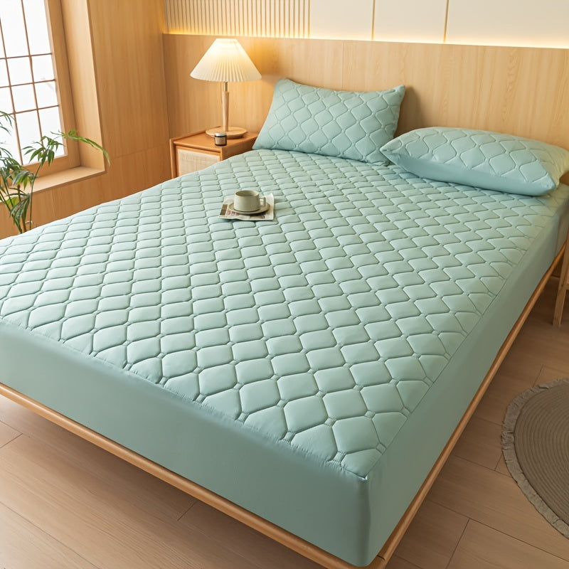 [Waterproof Mattress Protector] Waterproof Mattress Protector | 1pc Embossed Design, Quiet Fitted Sheet, Thickened Cover - Single Size 11.8" High, Multi-Size for Twin/Full XL/King Beds - Excludes Pillowcases & Insert