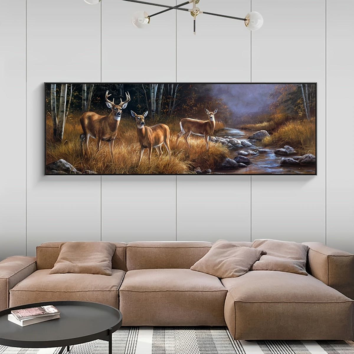[Perfect Deer Canvas Art Poster] Chic Forest Deer Group Canvas Art Poster - Waterproof, Odorless Wall Decor for Living Room, Bedroom, Office - Perfect Birthday Gift, Frameless Animal Landscape Print