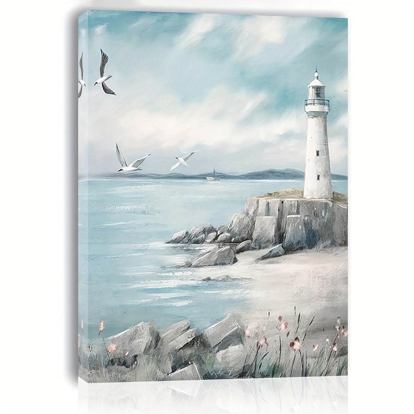 1pc Seagull Ocean Beach Canvas Print, 11.8x15.7inch, Wooden Framed Wall Art, Nautical Decor for Living Room, Bedroom, Kitchen, Office, Ideal Christmas Gift, Artistic Home & Office Decor