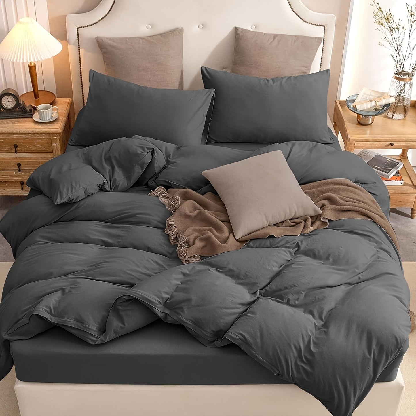 3pcs Jersey Duvet Cover Set, T-Shirt Soft Comfy Bedding Set With Zipper Closure, Sanded, Breathable, All-Season, Includes 1 Duvet Cover & 2 Pillow Shams, Cozy Bedding For Bedroom Or Guest Room, Gifts For The Family, Without C