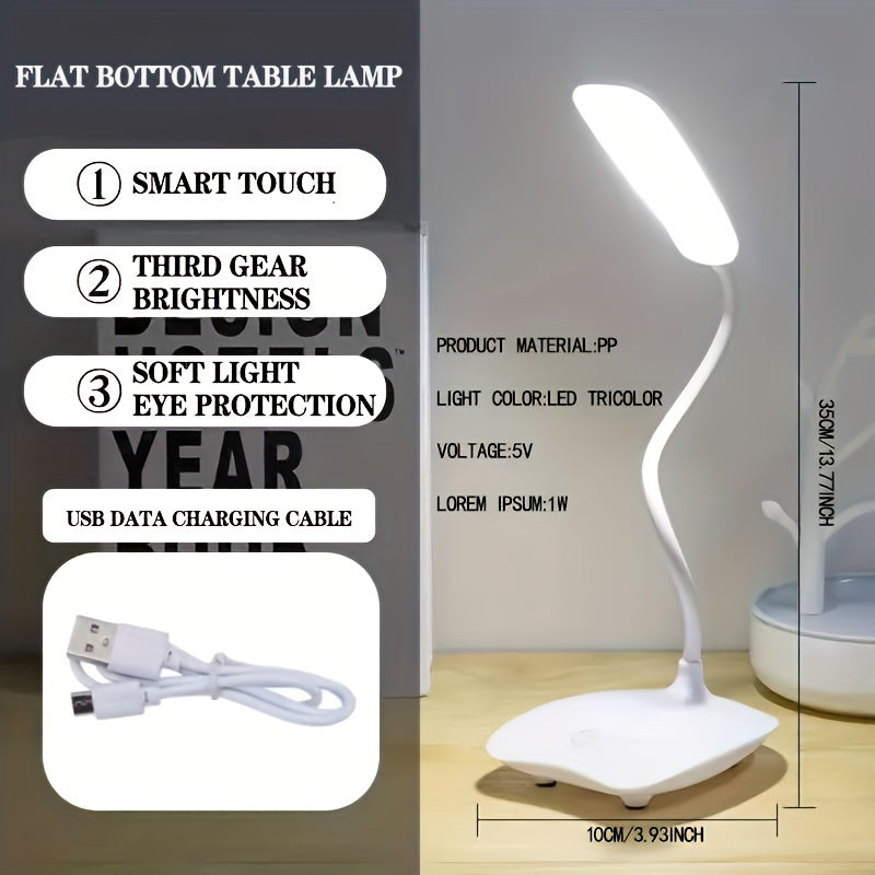 1pc Foldable LED Desk Lamp, Portable Table Light with 3-Level Dimming and USB Charging Touch Switch, 400mAh Battery in Pink, Blue or White, Lamp For Desk, Portable Table Lamp, Battery Powered Lamp