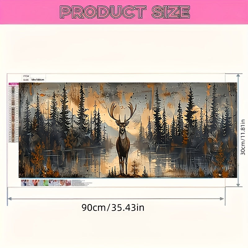 [1pc 5D Diamond Painting] 1pc Large 5D DIY Diamond Painting Kit | Misty Forest Plum Blossom Pattern, Frameless Rhinestone Decor Gift, Birthday Present, Adult Diamond Embroidery Mosaic Beginner's Drill Set, 50x150cm/19.69x59.0