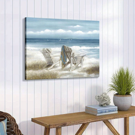 Coastal Framed Canvas Art - Vibrant Ocean Oil Painting, Heavy Texture Seascape Wall Decor for Living Room, Bedroom, Office, Ready to Hang, 2D, Perfect for Room Decor