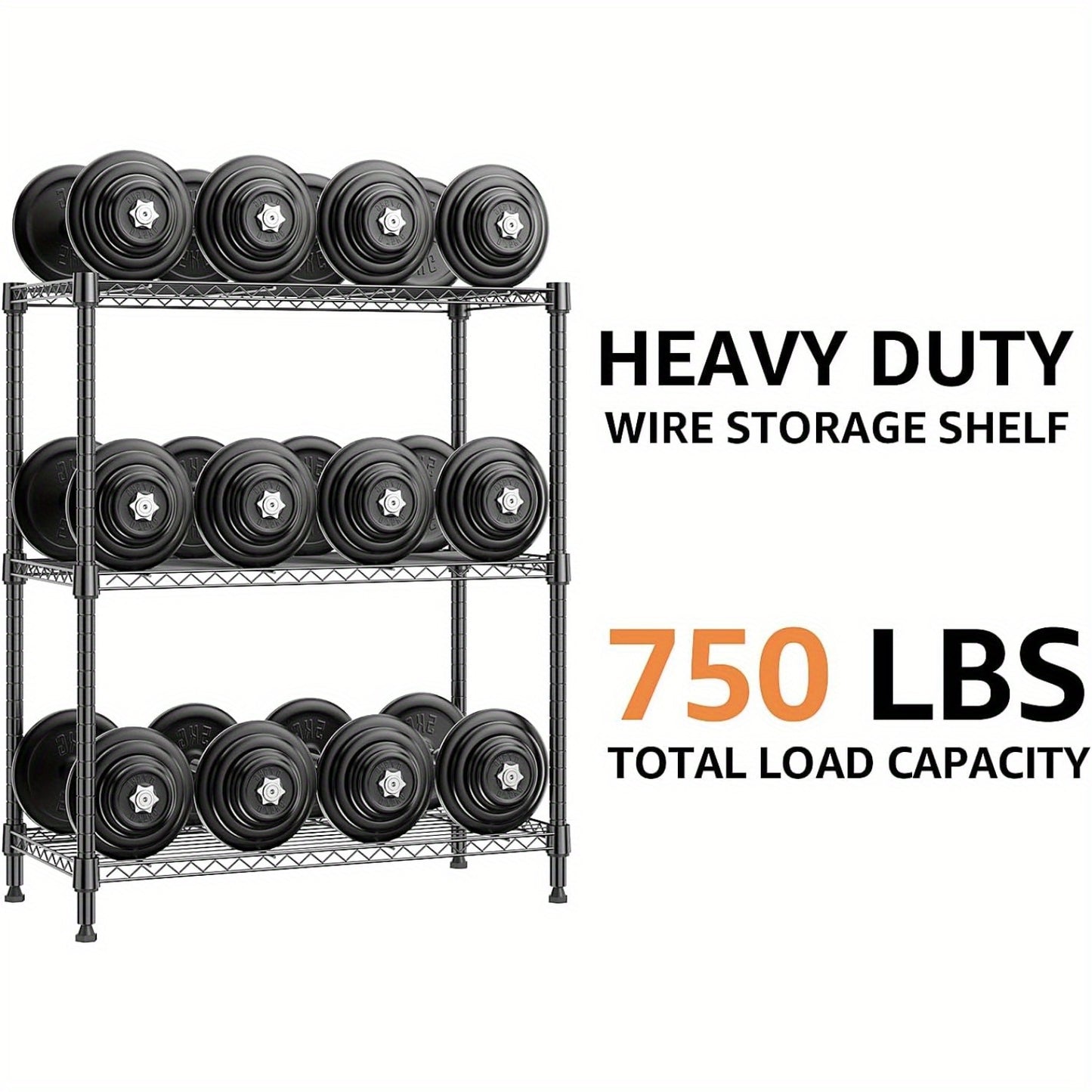 [Heavy-Duty Storage Rack] MZG Heavy-Duty 750 lbs 3-Tier Metal Wire Storage Rack | Adjustable Height, Freestanding Shelving Unit for Laundry, Bathroom, Kitchen, Pantry, Closet, Garage, Basement, Utility Room - Black 13.8"D x 2