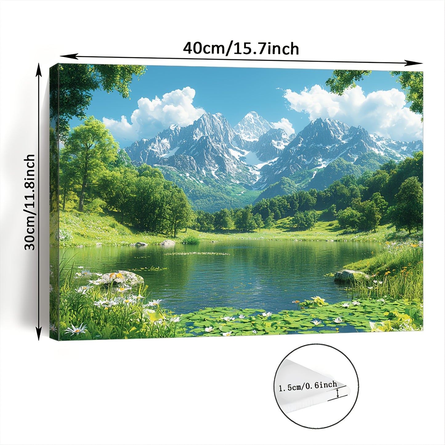 Room Decor 1pc Scenic Mountain Lake Canvas Wall Art, Wooden Framed Nature Landscape Print, 11.8x15.7 inches, Bachelor Party Decor, Woven Wall Hanging for Living Room, Bedroom, Office, Unique Christmas Gift Idea