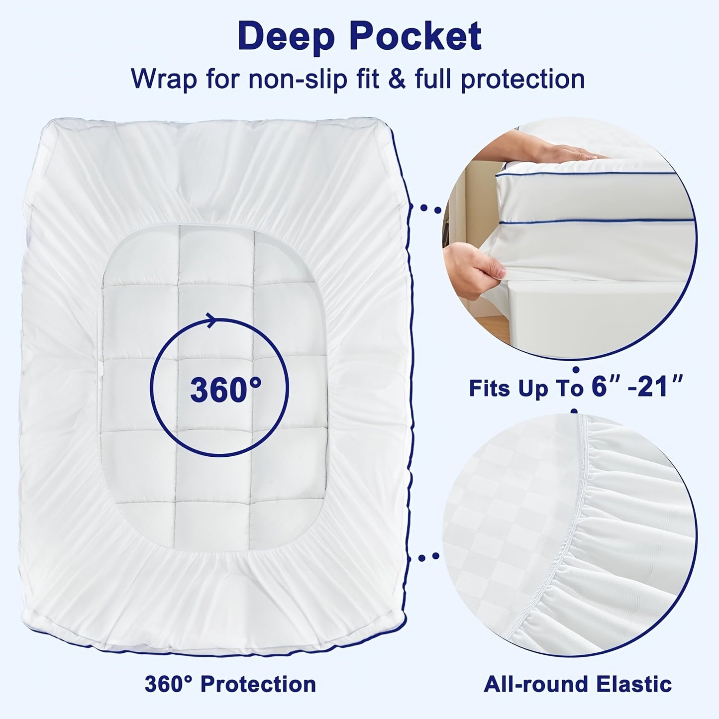 Extra Thick Mattress Pad Cover for Back Pain, Mattress Topper Cooling Mattress Protector with 8-21 Inch Deep Pocket with 1500GSM, Cool Gel Mattress Topper, Pillowtop Mattress Topper Protector Cover, Extra Thick Foldable Mattr