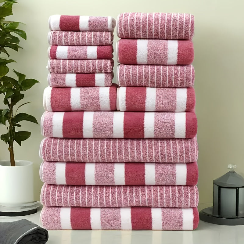 15pcs Coral Fleece Towel Set, Including 5 Face Towels, 5 Hand Towels And 5 Bath Towels, Comfortable Absorbent And Quick Drying Bath Towels, Suitable For Hotels, Sports, Travel, Fitness, Yoga, Ideal Bathroom Supplies, Wash Clo