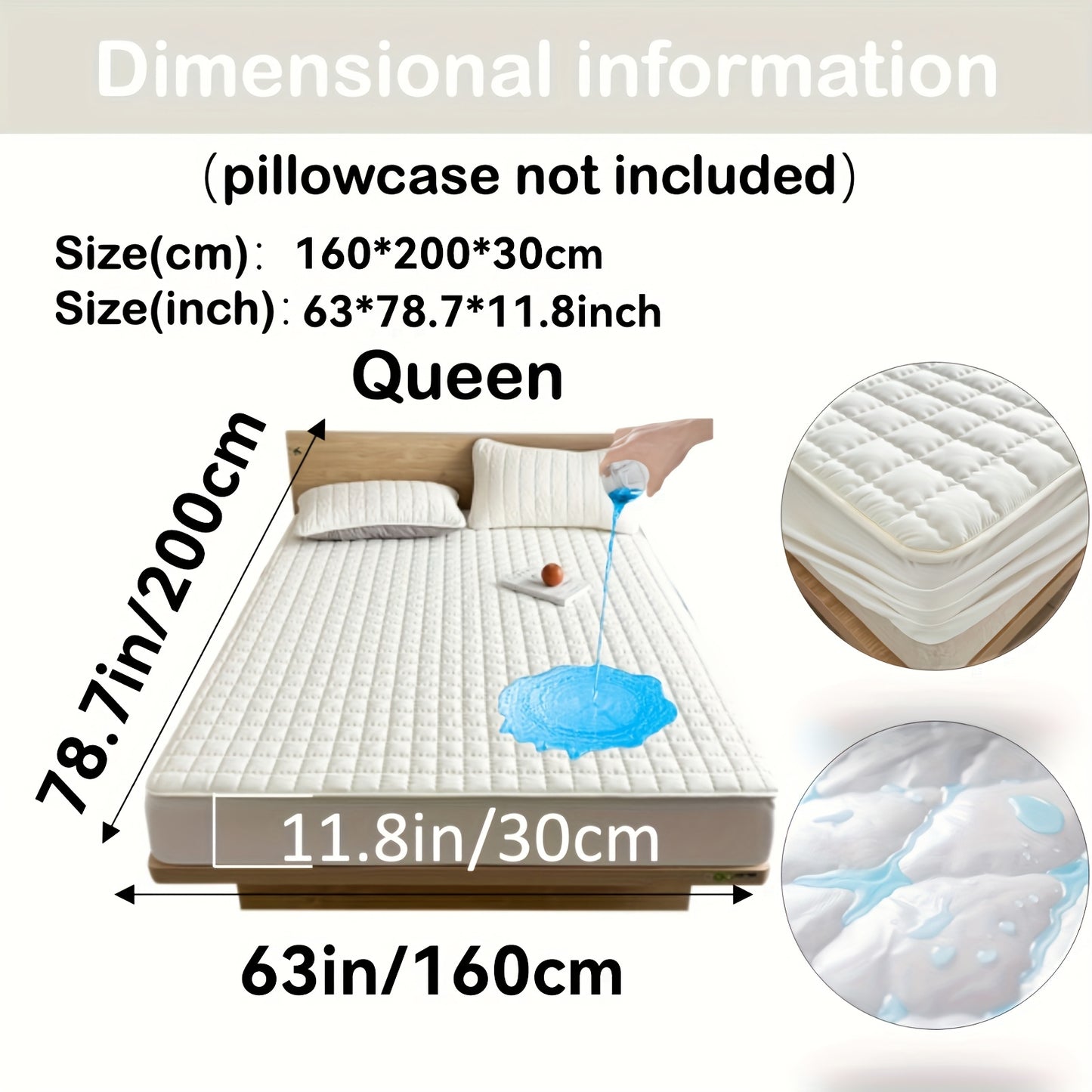 1pc Cooling Waterproof Mattress Protector, Cool And Comfortable, Layered Fitted Sheet, Solid Color Bedding Design, Can Be Used As A Separate Bedspread, 9-15 Inches Deep Pocket, Reusable Nursing Pads, Ideal for Bedroom, Guest