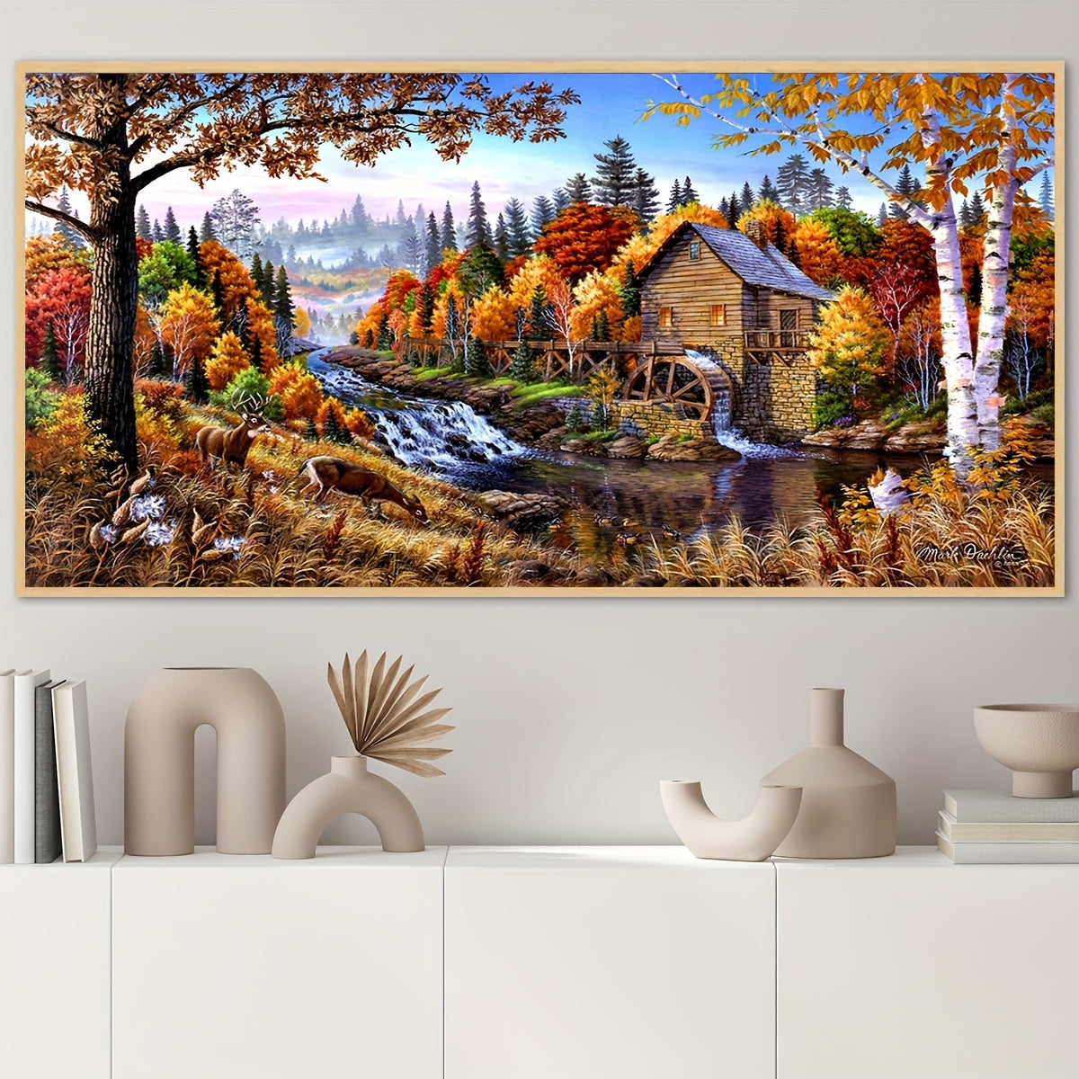 Vibrant, Forest House Canvas Wall Art Poster - Waterproof, Odorless Fabric Print for Living Room, Bedroom, Kitchen, Bar - Modern Home Decor, Gift for Friends and Family, No Frame
