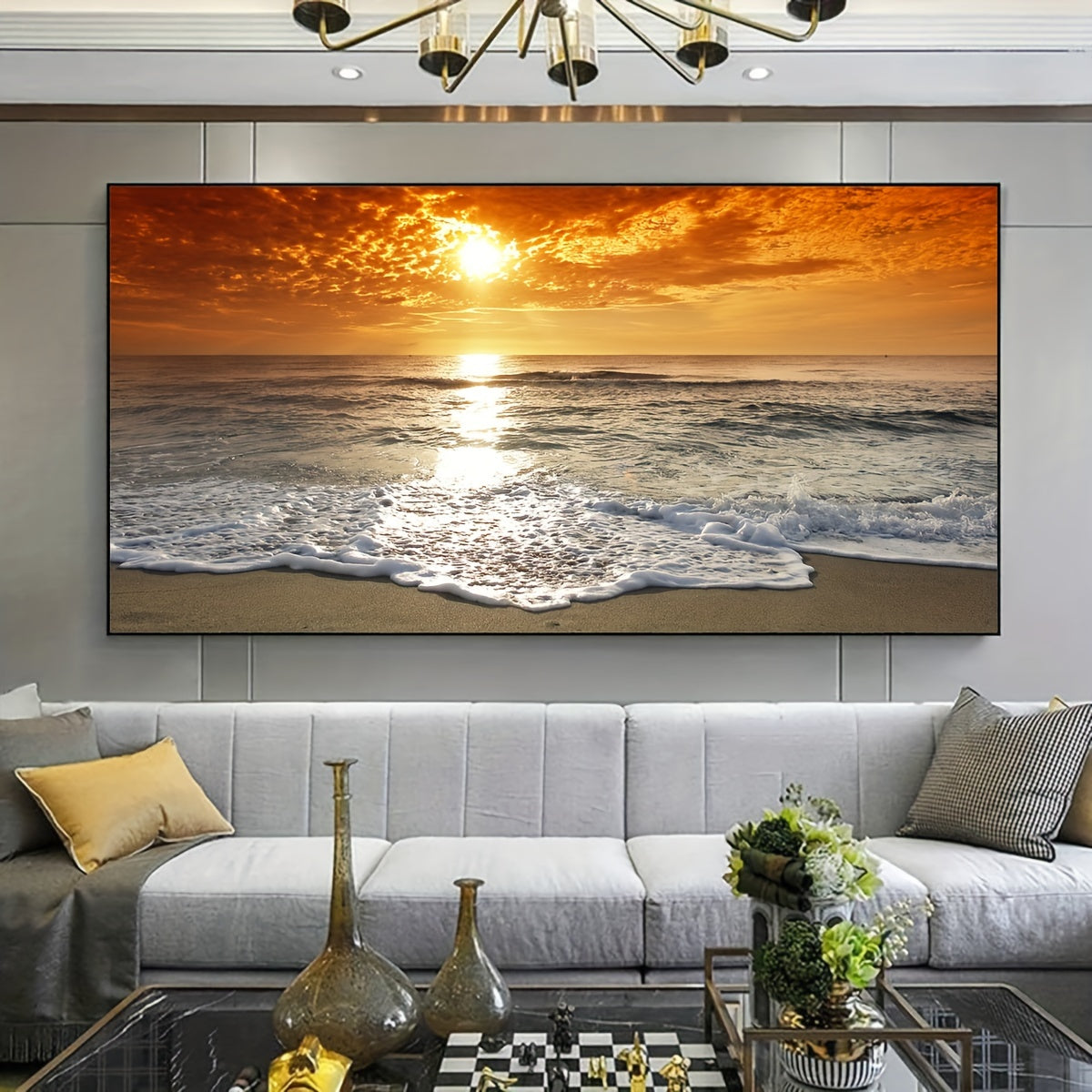 1pc Unframed Canvas Poster, Seaside Scenery Painting, Various Styles Of Scenery, Canvas Wall Art, Artwork Wall Painting for Gift, Bedroom, Office, Living Room, Cafe, Bar, Wall Decor, Home And Dormitory Decoration