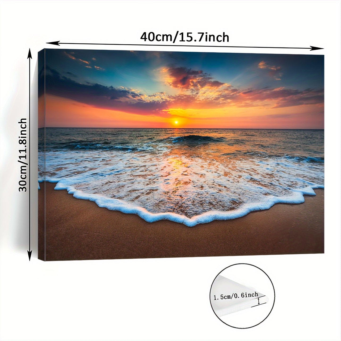 11.8"x15.7" Wooden Framed Hawaiian Sunset Beach Scene Canvas Art, Perfect for Living Room, Bedroom, Kitchen & Office Decor | Ideal Gift for Any Occasion