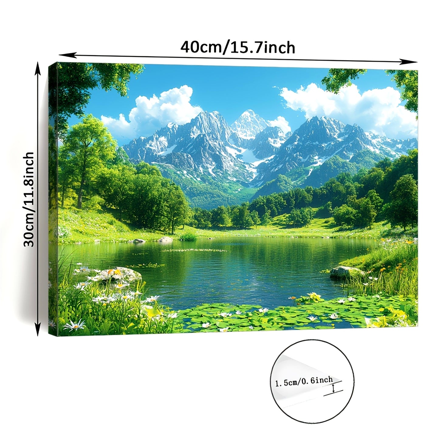 Room Decor 1pc Scenic Mountain Lake Canvas Wall Art, Wooden Framed Nature Landscape Print, 11.8x15.7 inches, Bachelor Party Decor, Woven Wall Hanging for Living Room, Bedroom, Office, Unique Christmas Gift Idea