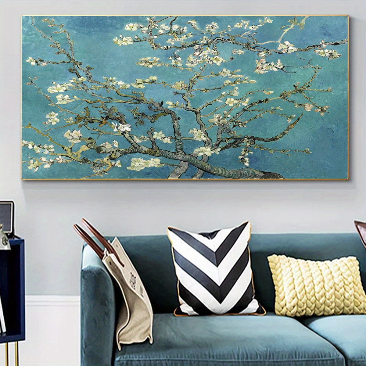 2D Flat Van Gogh Almond Blossom Canvas Poster - Unframed Art Deco Wall Art, Floral Style Painting for Home & Office Decor, Perfect Gift for Living Room, Bedroom, Cafe, or Dorm, Bedroom Wall Art | Unframed Canvas Print | Van G