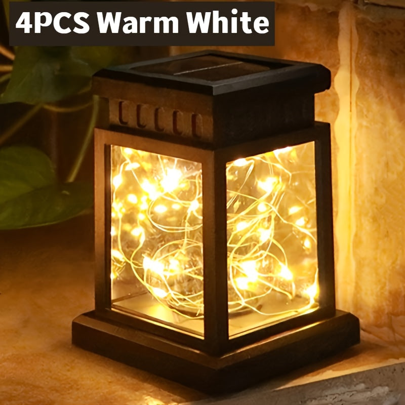 4-Pack Solar Lantern Lights, Outside Hanging Solar Lights With 30 Warm LEDs, Solar-Powered Garden Lights, Auto On/Off, IP65 Waterproof For RV, Camping, Yards, Perfect For Christmas, Halloween