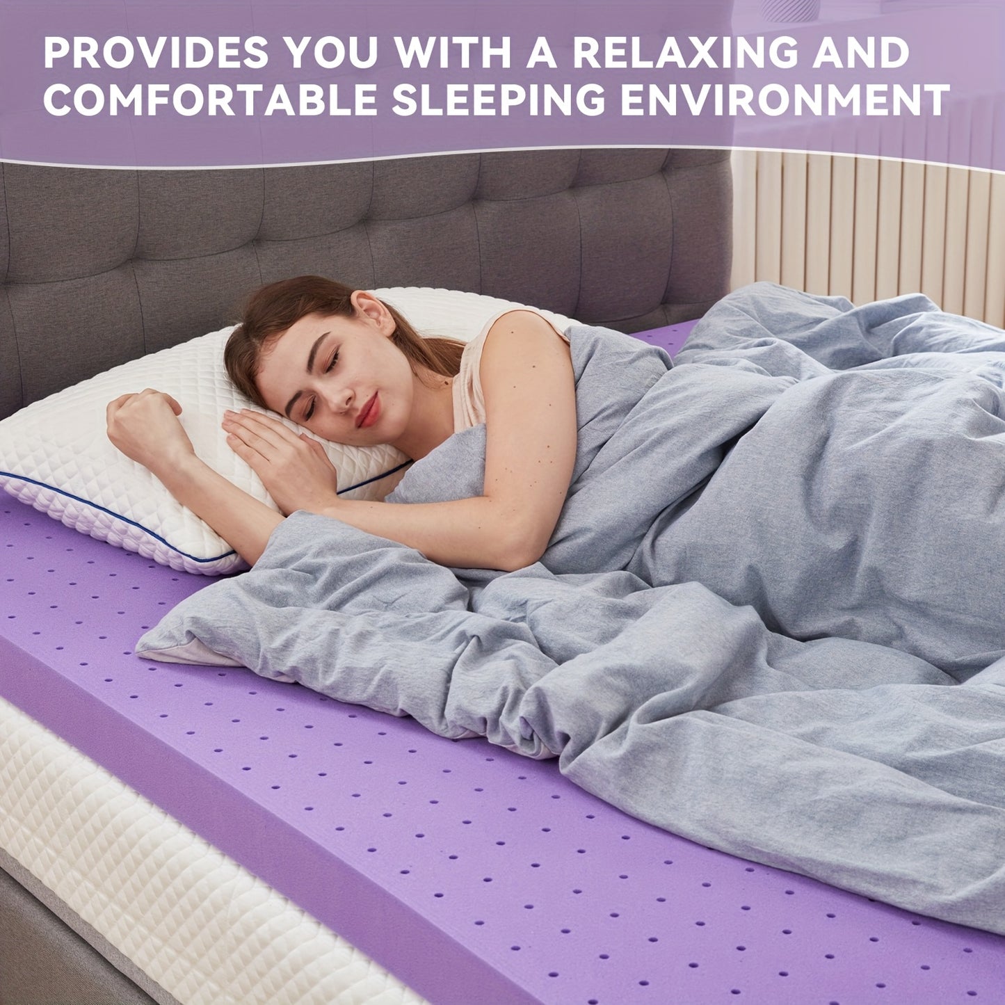 Cooling Gel Memory Foam Mattress Topper, Breathable Gel Premium Memory Foam Mattress, Fits All Mattresses, Ventilated Soft Breathable Mattress, 1.5in, 2in, 3in, 4in Thickness Available, Multiple Sizes To Meet Different Needs,