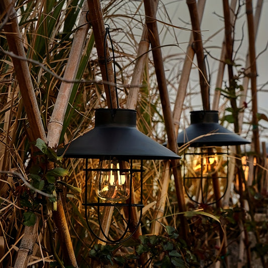2pcs Solar LED Vintage Tungsten Light, Retro Style Lantern, Hanging Light Flower, Garden Yard Balcony Outdoor Decoration