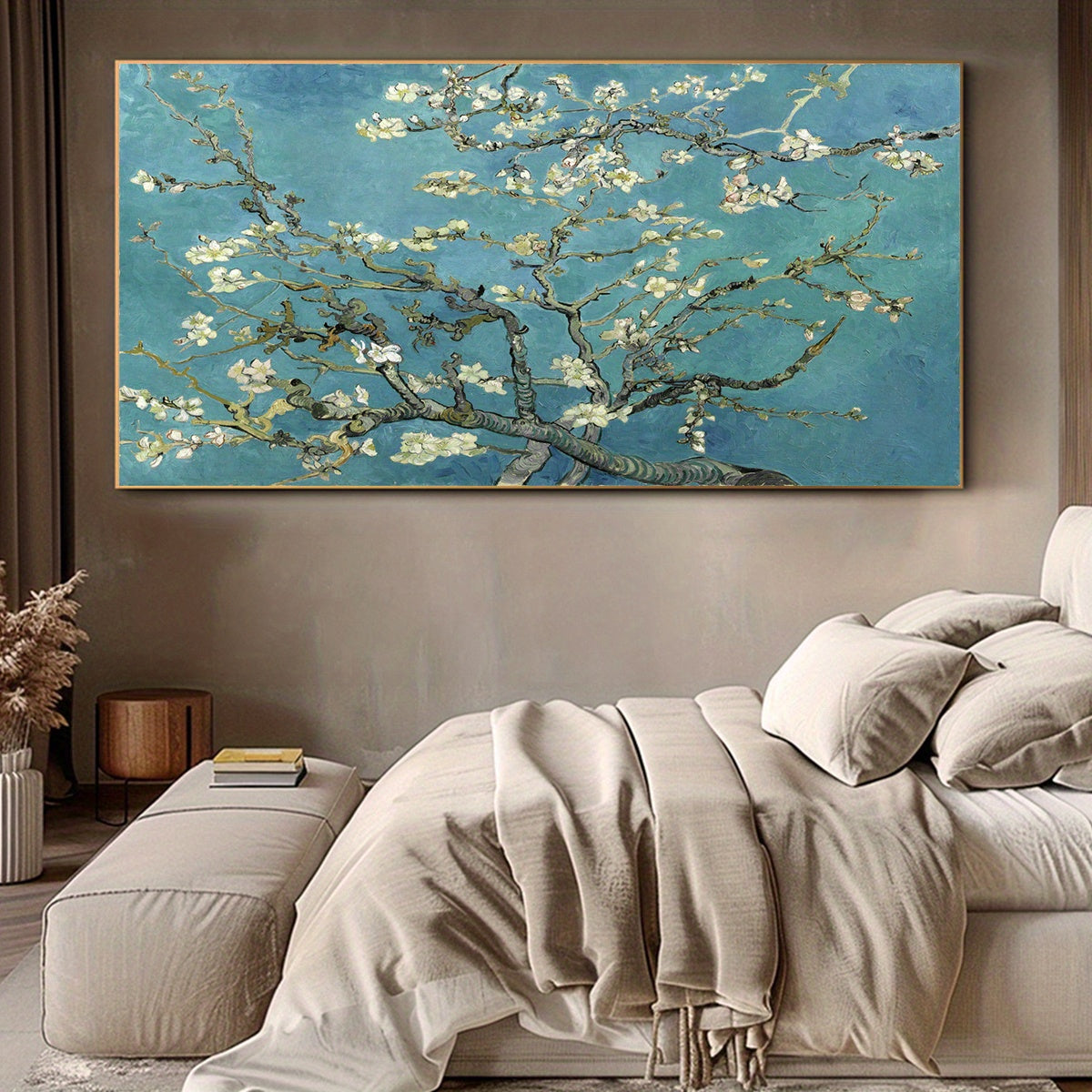 2D Flat Van Gogh Almond Blossom Canvas Poster - Unframed Art Deco Wall Art, Floral Style Painting for Home & Office Decor, Perfect Gift for Living Room, Bedroom, Cafe, or Dorm, Bedroom Wall Art | Unframed Canvas Print | Van G