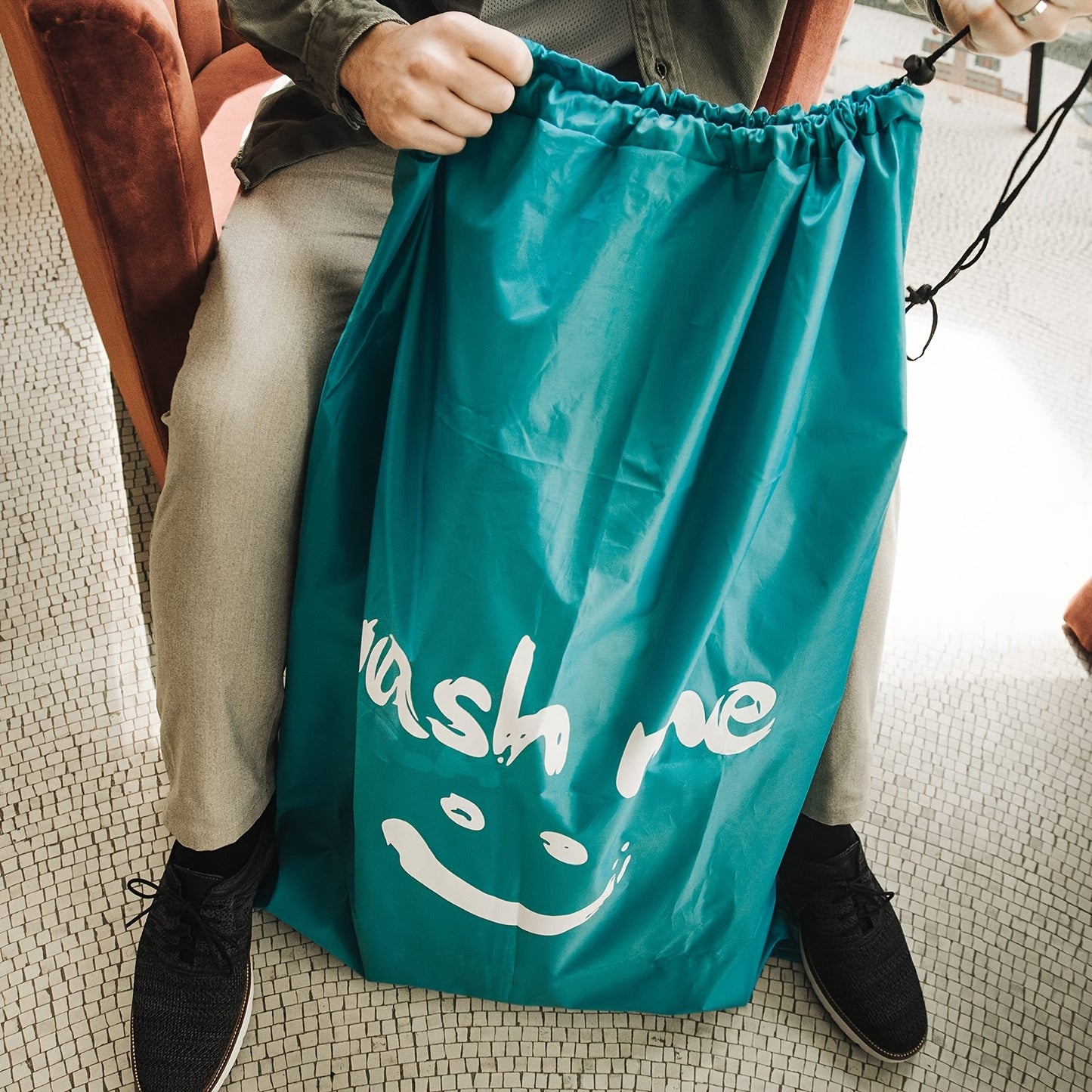 2 Pack XL Wash Me Travel Laundry Bag, Dirty Clothes Organizer, Large Enough to Hold 4 Loads of Laundry, Easy Fit a Laundry Hamper or Basket, Laundry Bags