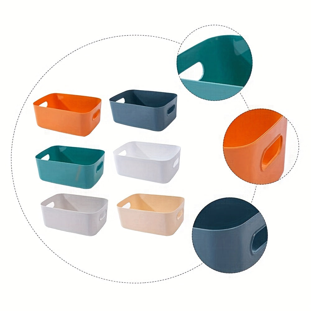 6pcs Plastic Storage Bins And Baskets for Efficient Home Classroom Organization  Containers In Multicolour for Kitchen, Cupboard Box, And Bathroom Organizer On Shelves And Tubs, Kitchen Storage, Shelf Organizer, Compact Stora